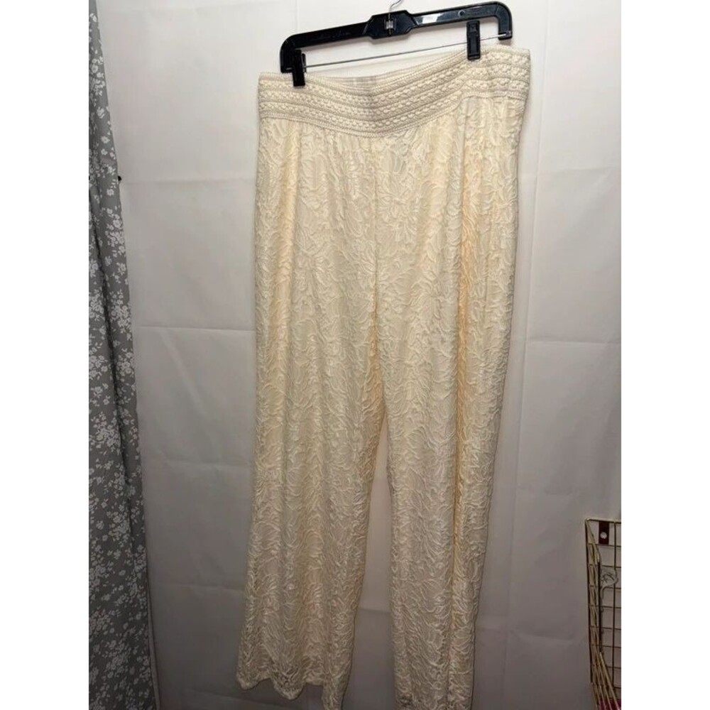 Skyes the limit crochet cream stretchy palazzo pants XL